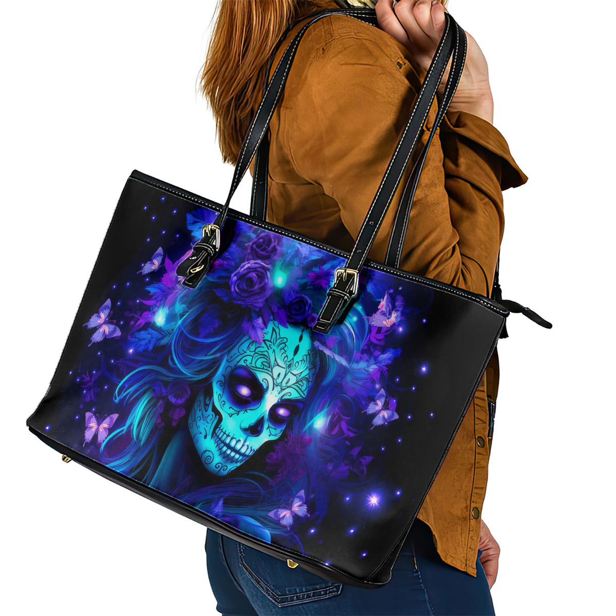 Skull Girl Leather Tote Bag Yes I'm A Bitch But Not Yours DT01