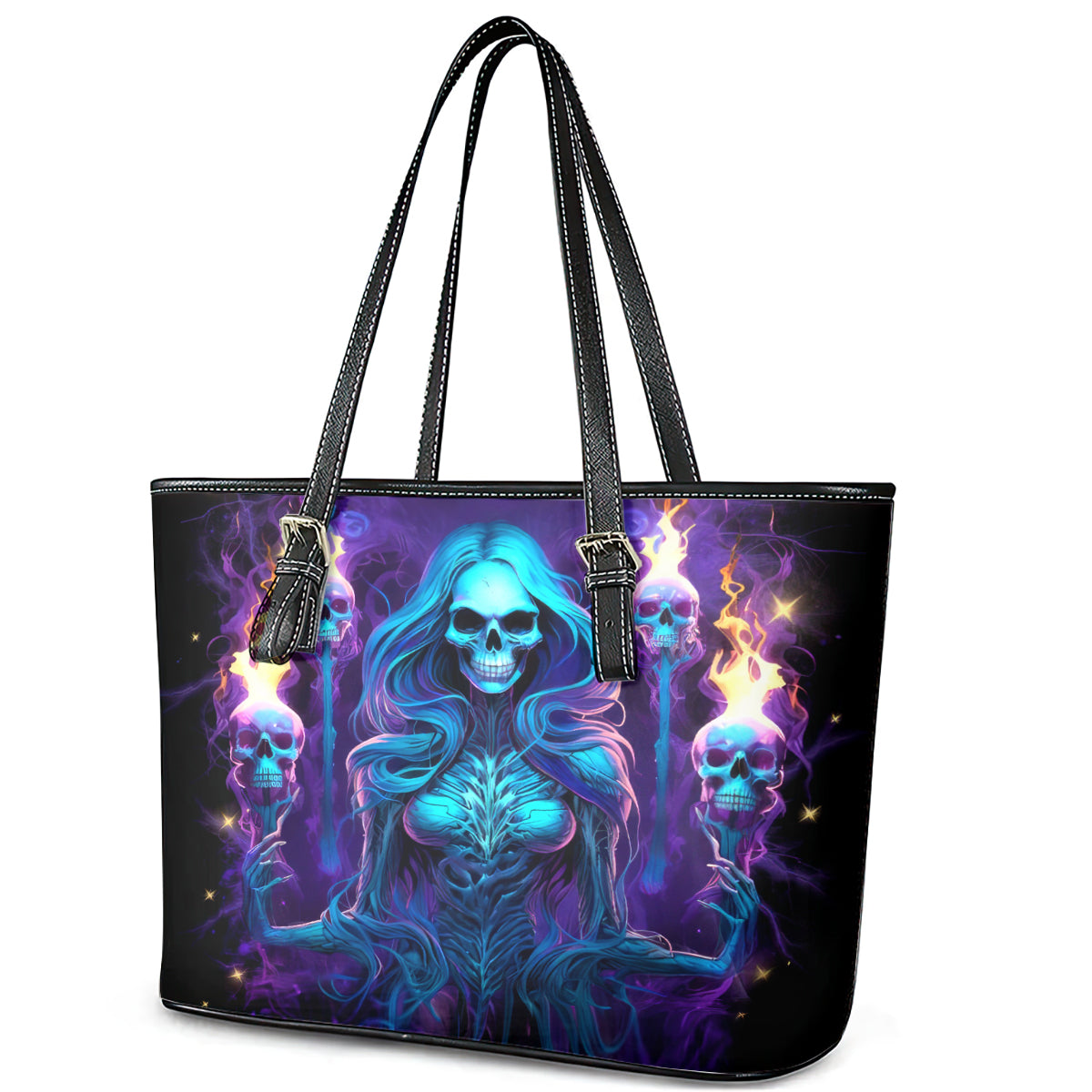 Witch Skull Leather Tote Bag Wake Up Beasuty I't Time To Beast DT01