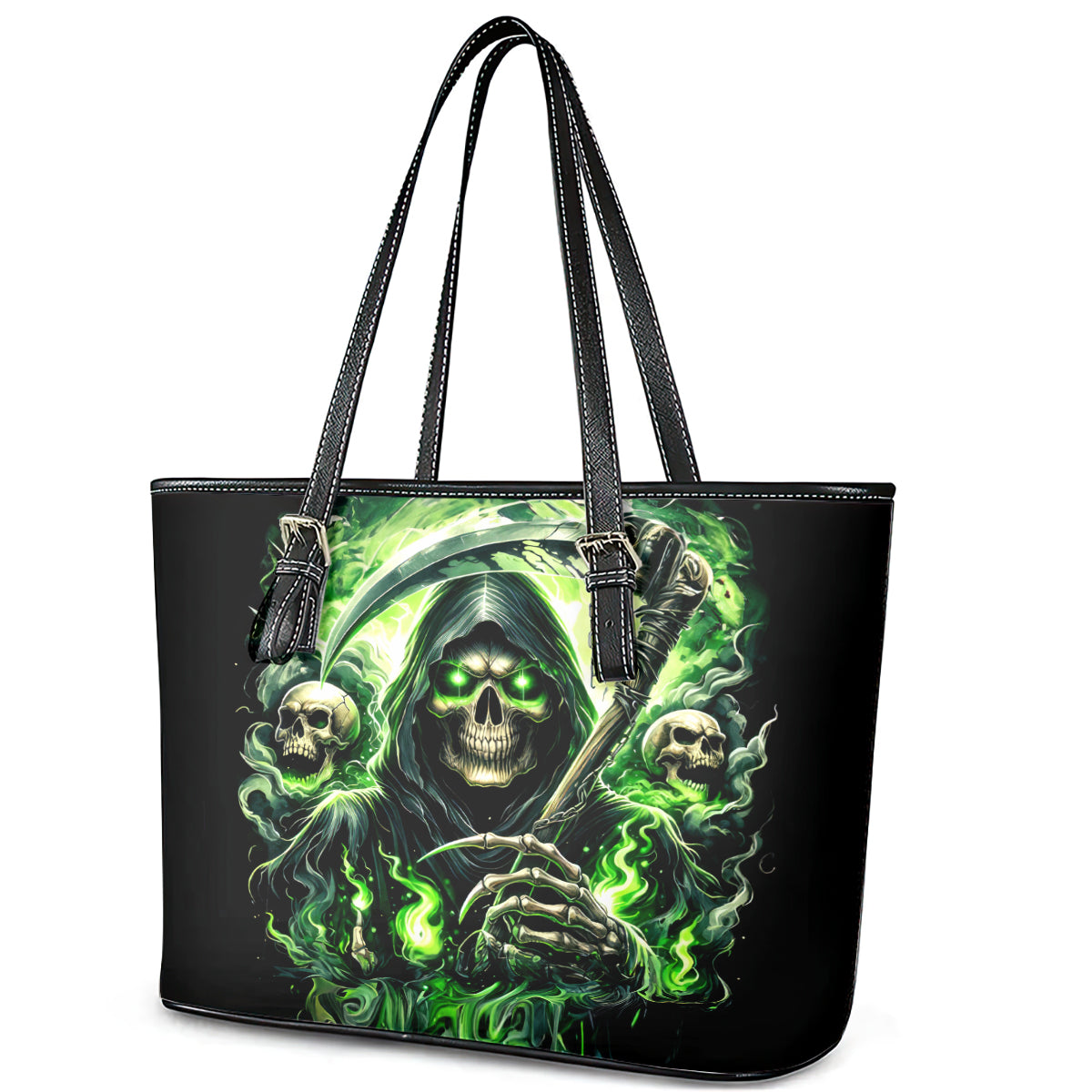 Flame Reaper Skull Leather Tote Bag I'm Not Anti Social I'm Just Not User Friendly DT01