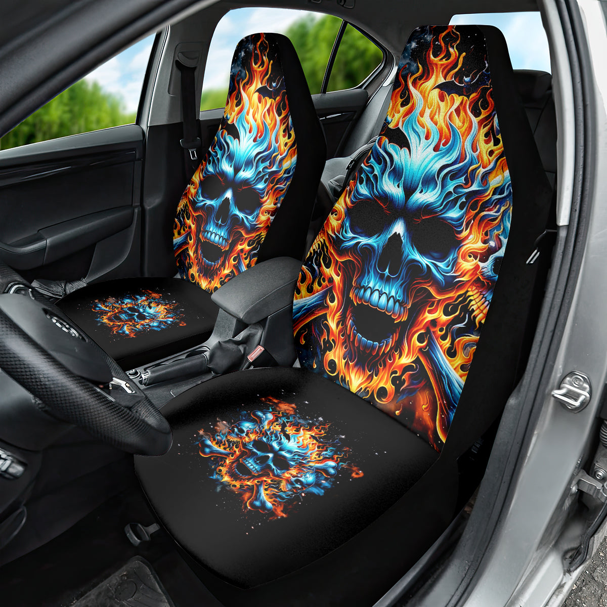 Flame Skull Car Seat Cover When I Was Born The Devil Said Ohh Shit Competition DT01
