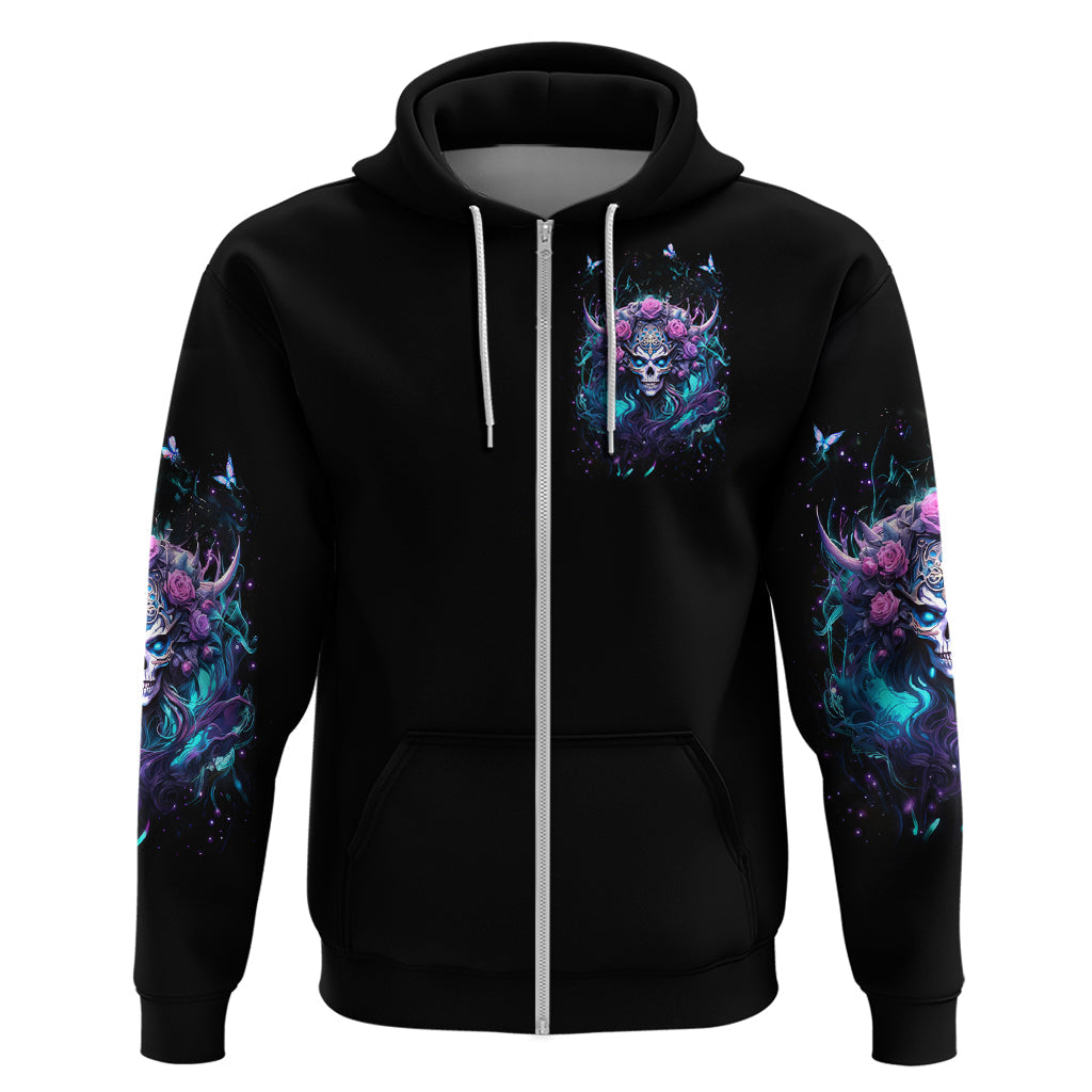Rose Skull Hoodie I'm Never Alone My Demons Are With Me 24/7 DT01