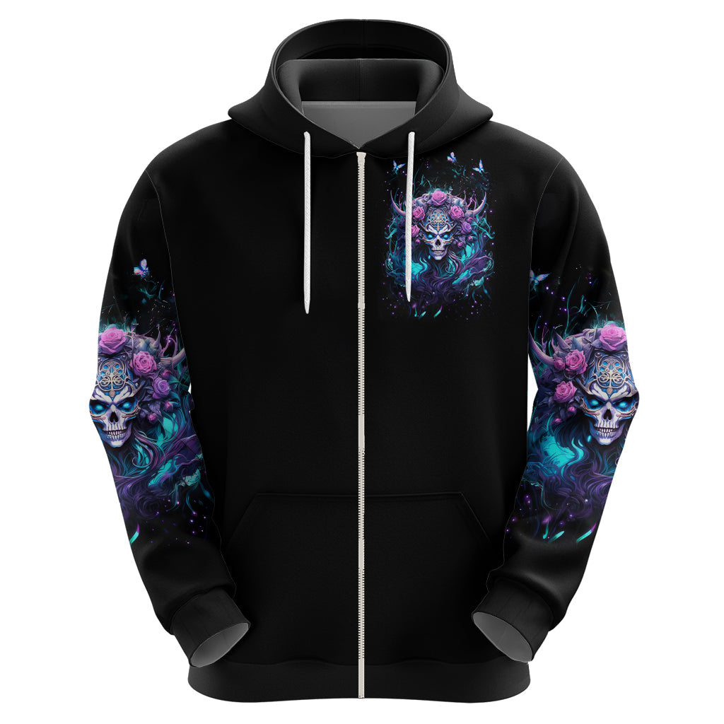 Rose Skull Hoodie I'm Never Alone My Demons Are With Me 24/7 DT01