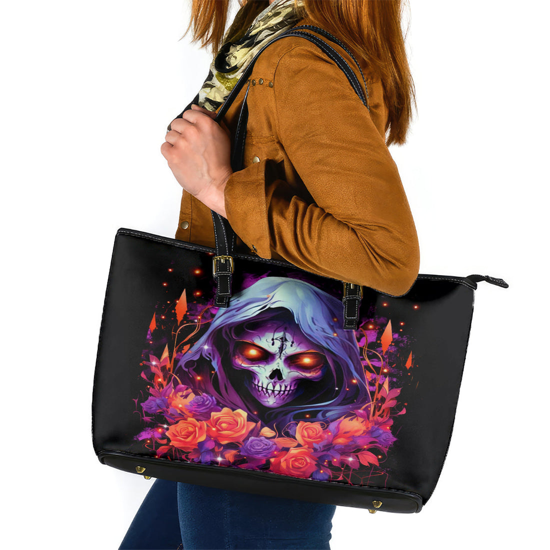 Rose Skull Leather Tote Bag F Bomb Mom I Sprinkle That Shit Like Confetti DT01