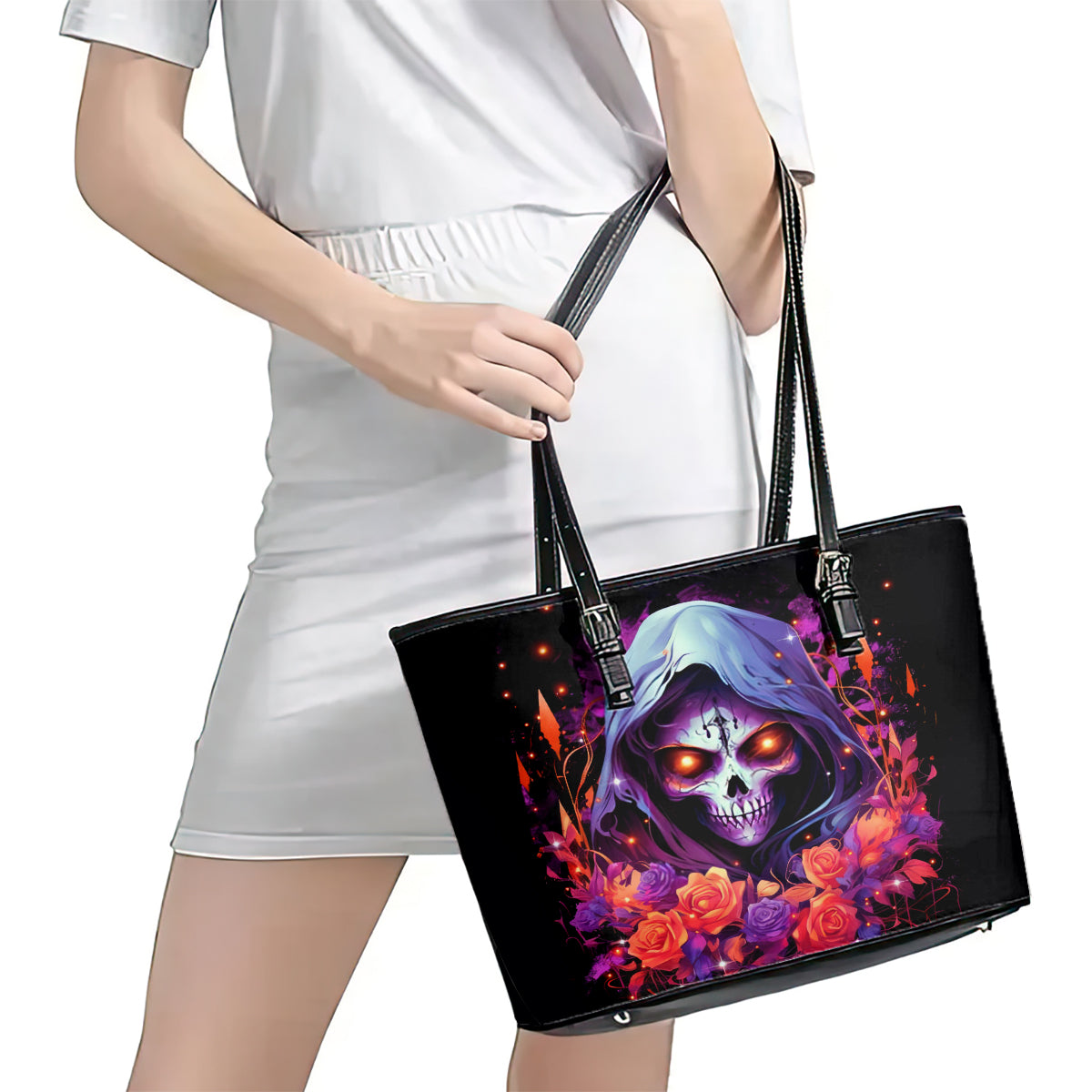 Rose Skull Leather Tote Bag F Bomb Mom I Sprinkle That Shit Like Confetti DT01