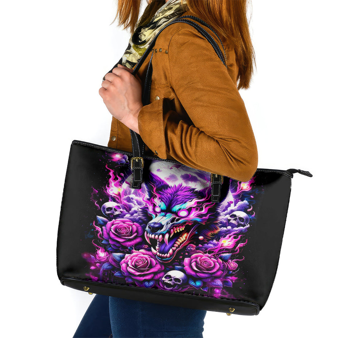 Rose Wolf Leather Tote Bag I May Not Be Perfect But At Least I'm Not You DT01
