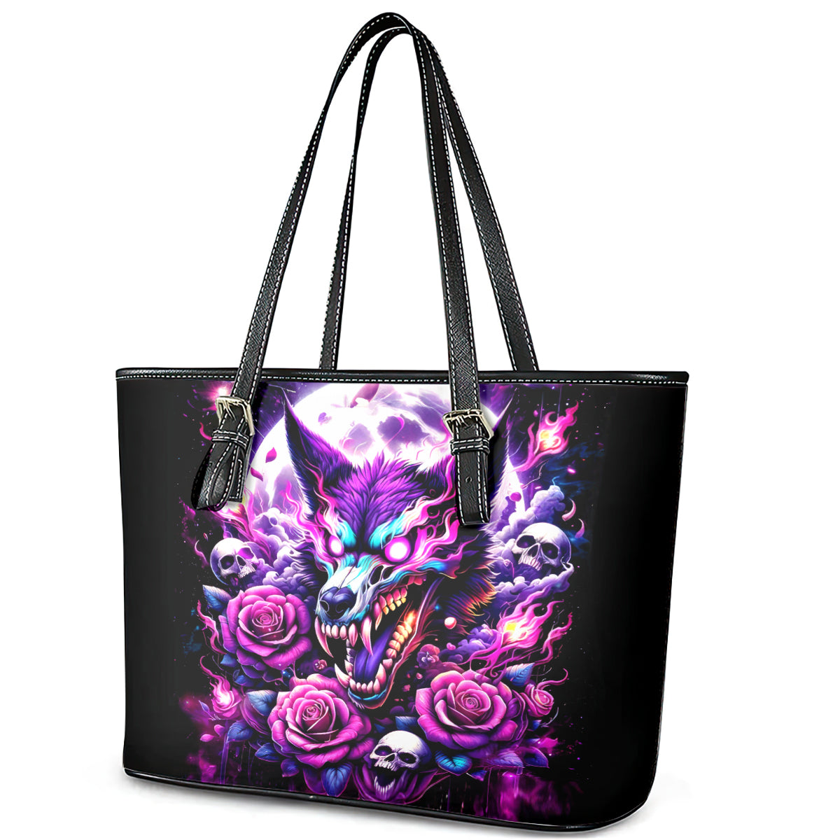 Rose Wolf Leather Tote Bag I May Not Be Perfect But At Least I'm Not You DT01