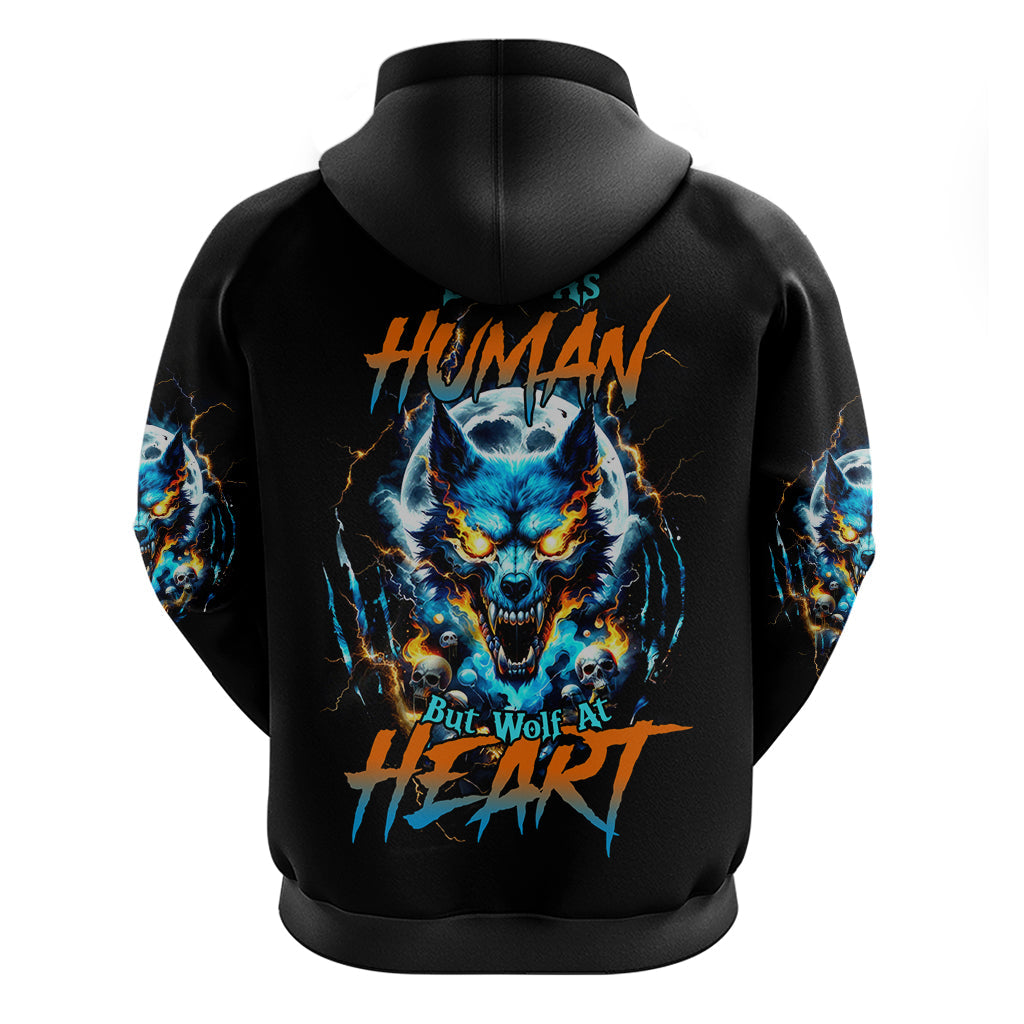 Wolf Skull Hoodie Born As Human But Wolft At Heart DT01