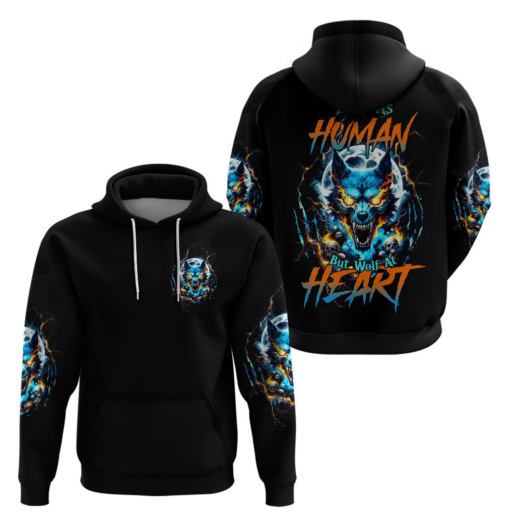 Wolf Skull Hoodie Born As Human But Wolft At Heart DT01