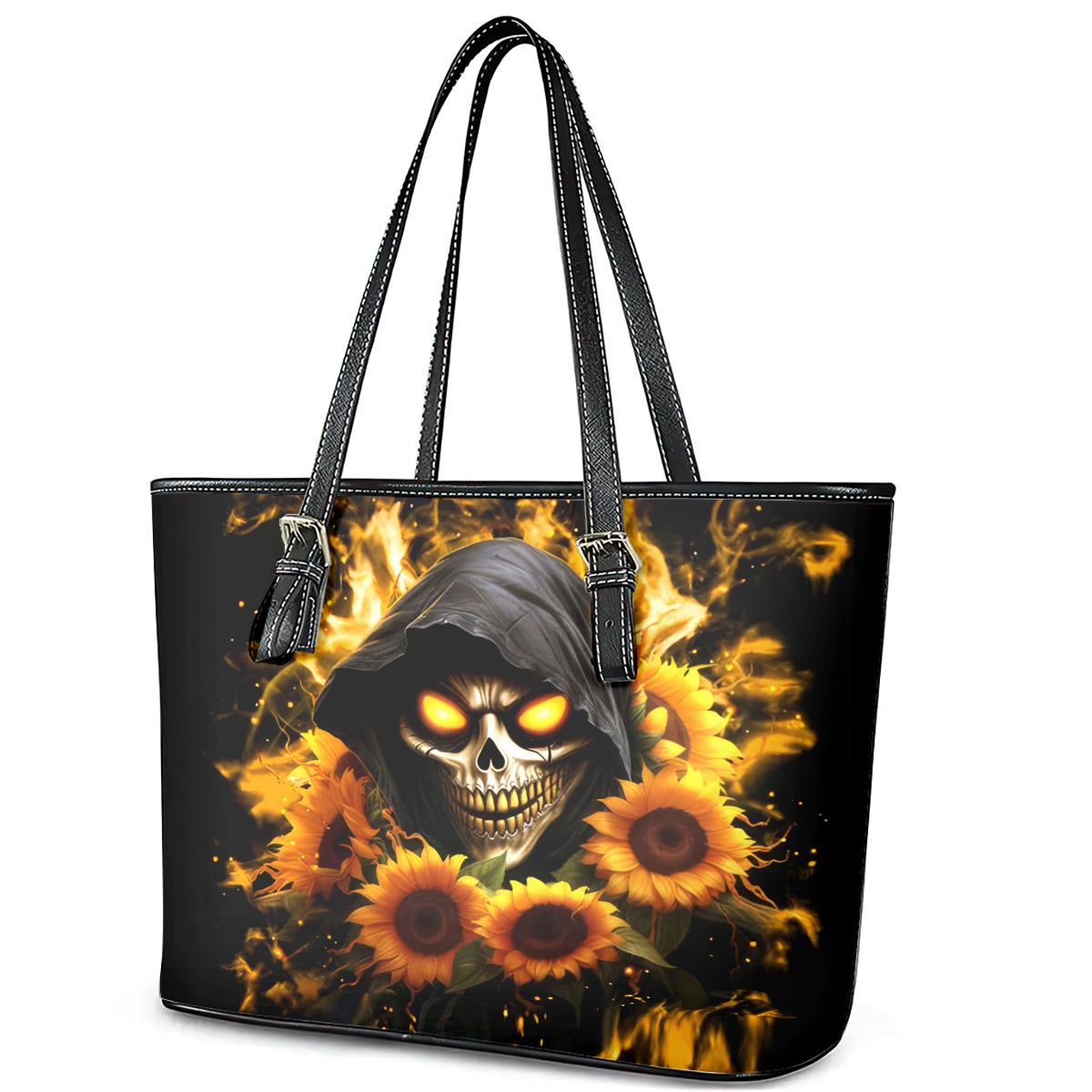 Sunflower Skull Leather Tote Bag Assuming I Was Like Most Girls Was Your First Mistake DT01
