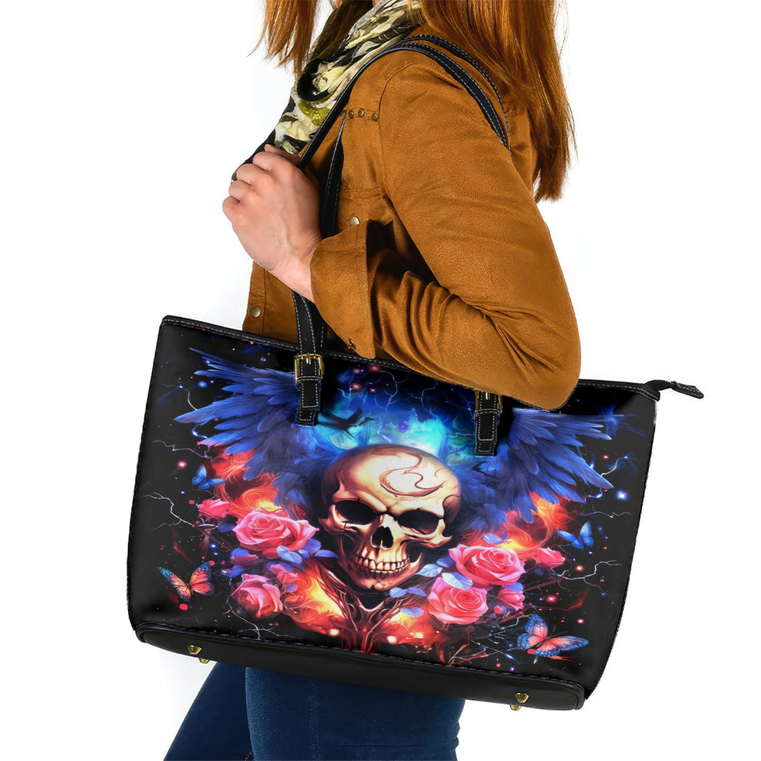 Fairy Skull Leather Tote Bag Assuming I Was Like Most Girls Was Your First Mistake DT01