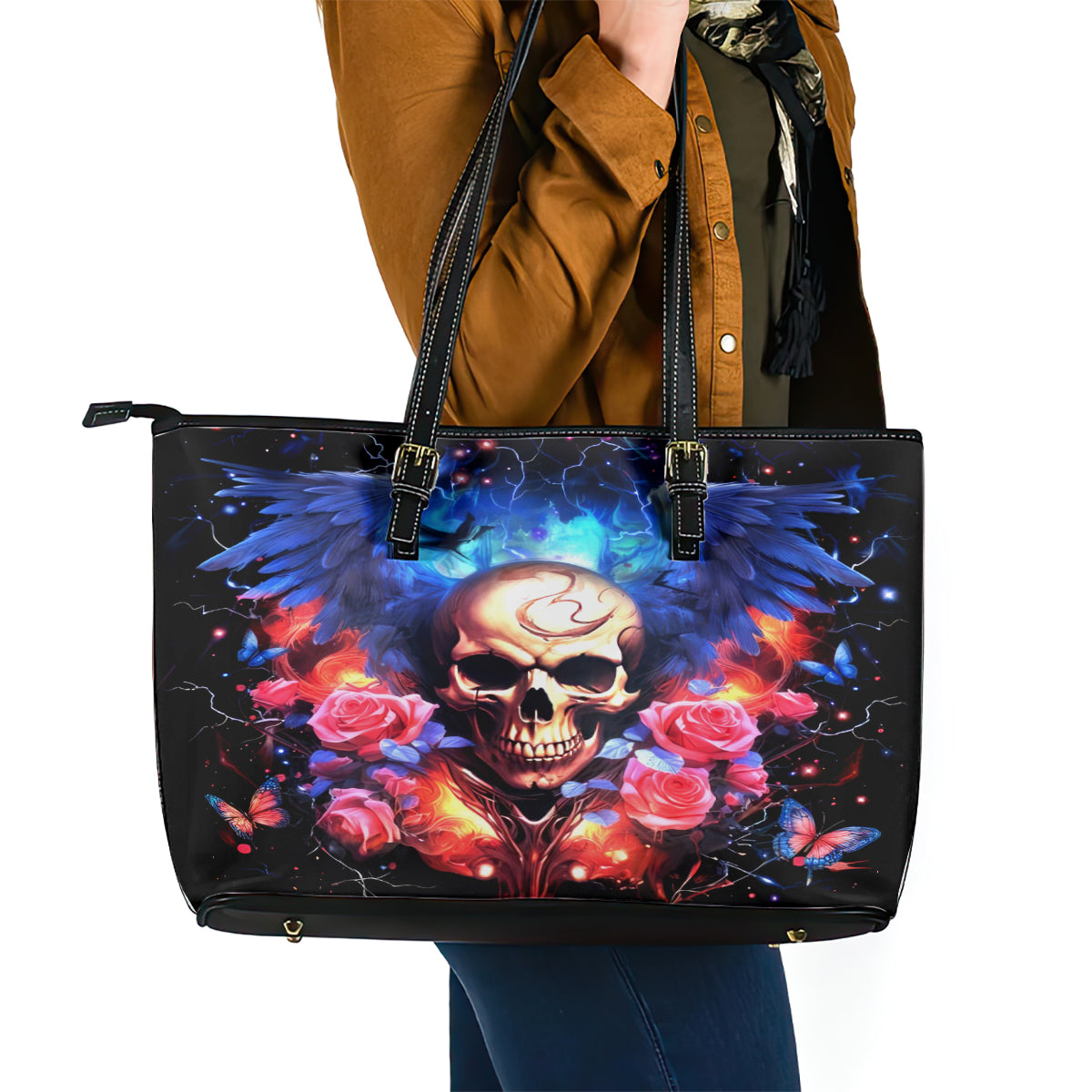 Fairy Skull Leather Tote Bag Assuming I Was Like Most Girls Was Your First Mistake DT01