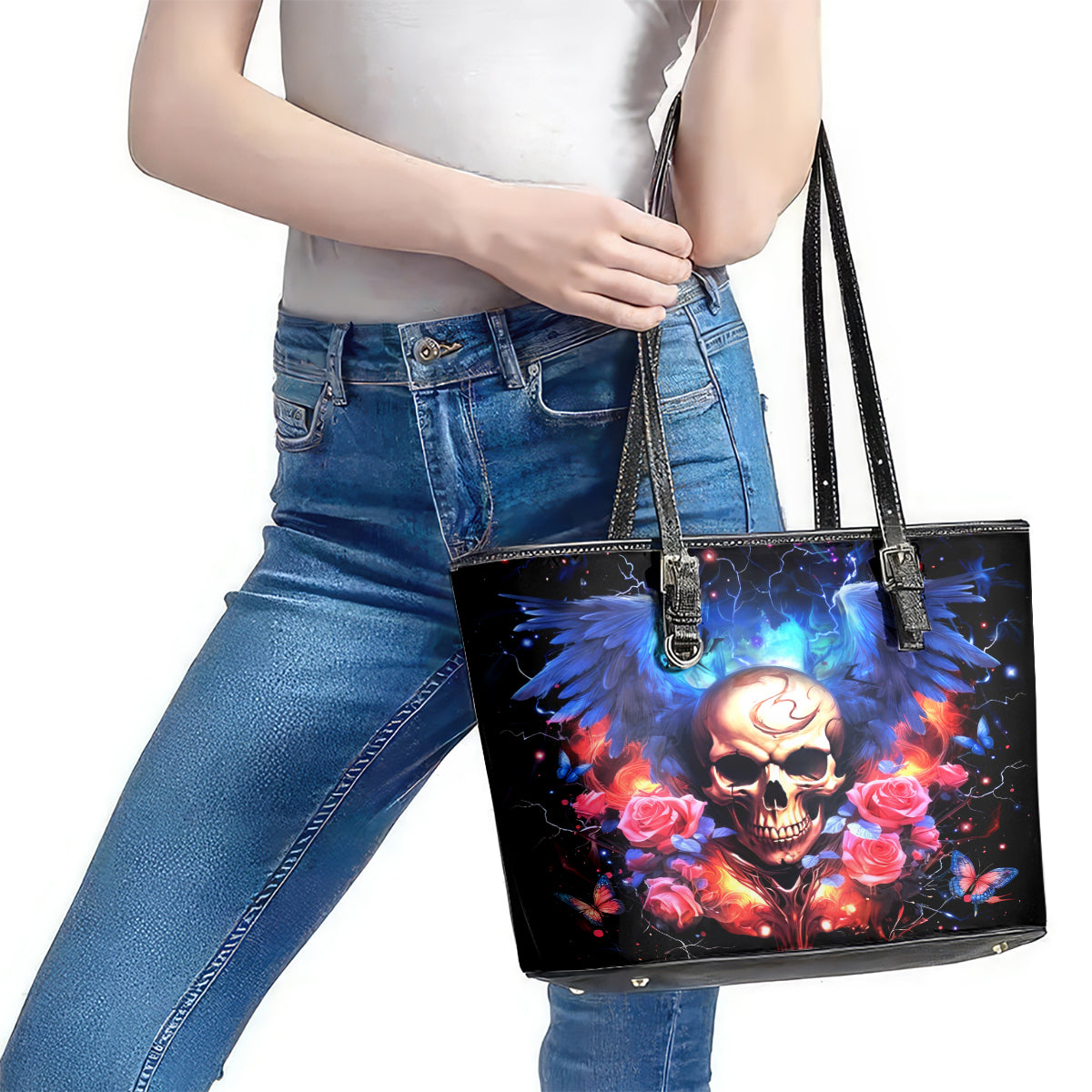 Fairy Skull Leather Tote Bag Assuming I Was Like Most Girls Was Your First Mistake DT01