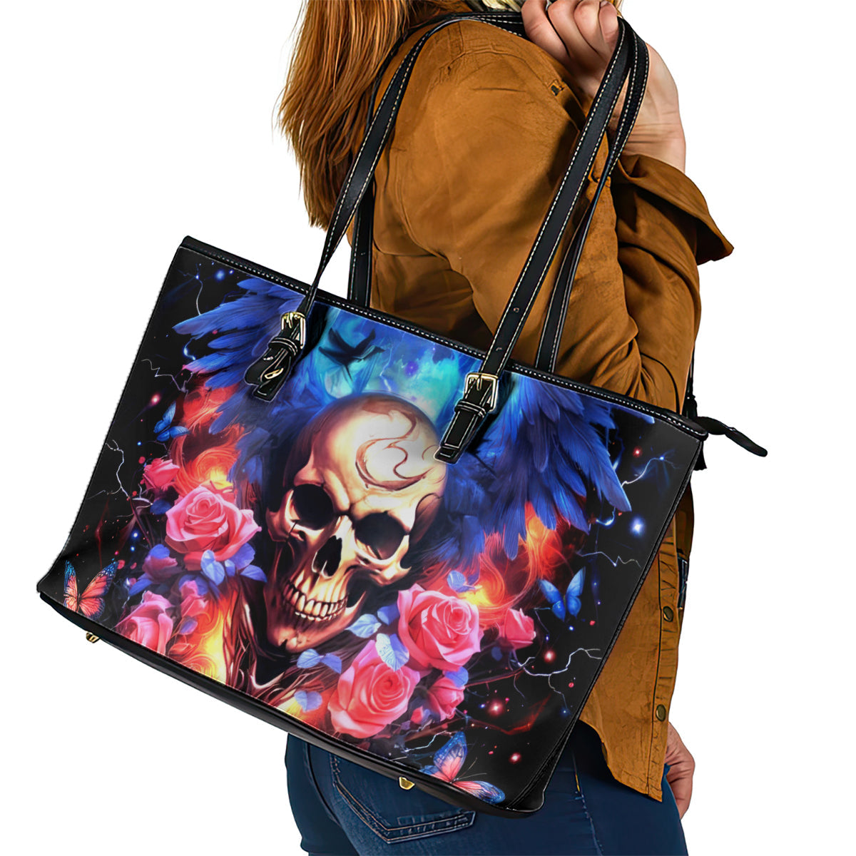 Fairy Skull Leather Tote Bag Assuming I Was Like Most Girls Was Your First Mistake DT01