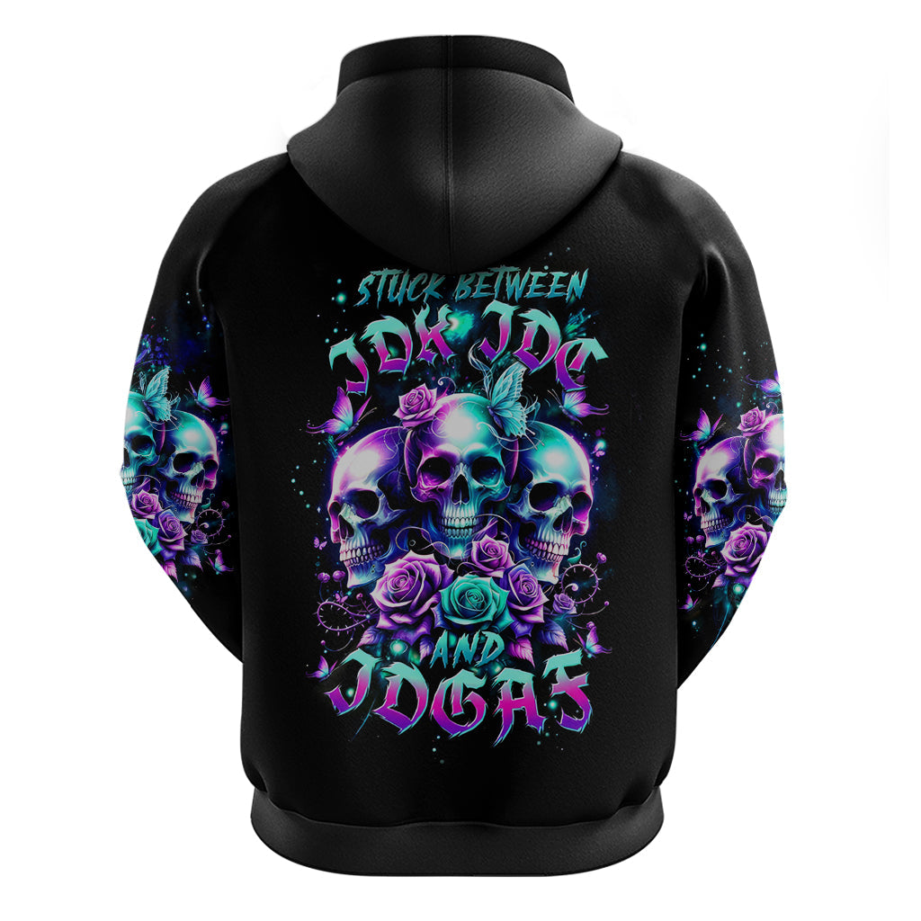 Rose Skull Hoodie Stuck Between IDK IDC And IDGAF DT01
