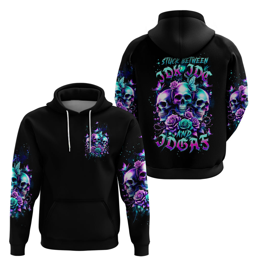 Rose Skull Hoodie Stuck Between IDK IDC And IDGAF DT01
