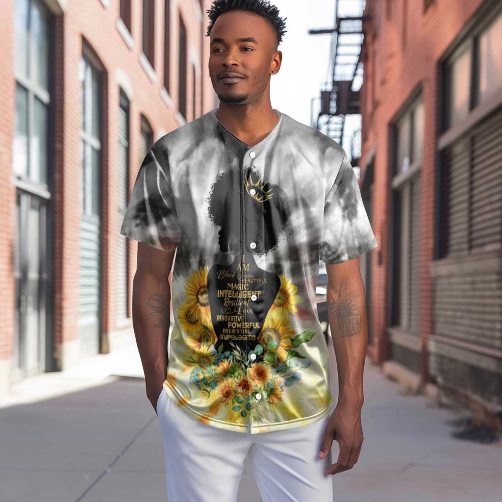 Vintage Flowers - I Am Black Queen Baseball Jersey DT02