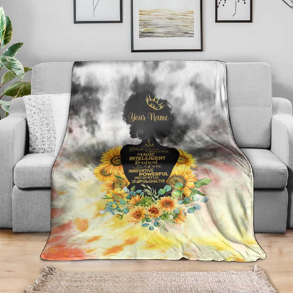 Vintage Flowers - I Am Black Queen Blanket DT02
