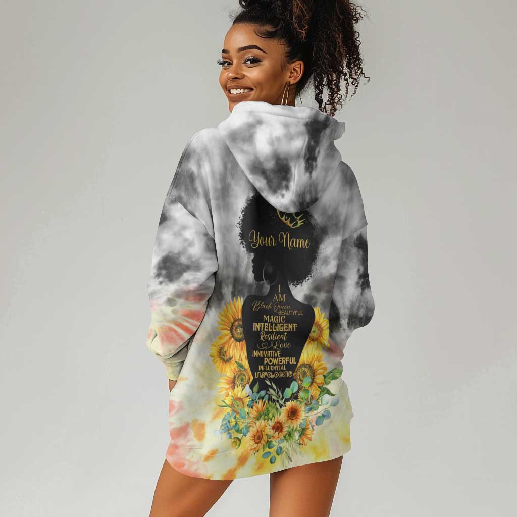 Vintage Flowers - I Am Black Queen Hoodie Dress DT02