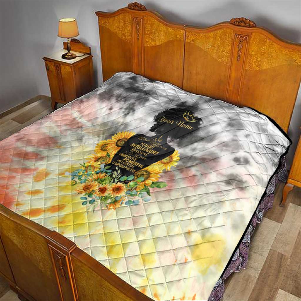 Vintage Flowers - I Am Black Queen Quilt DT02