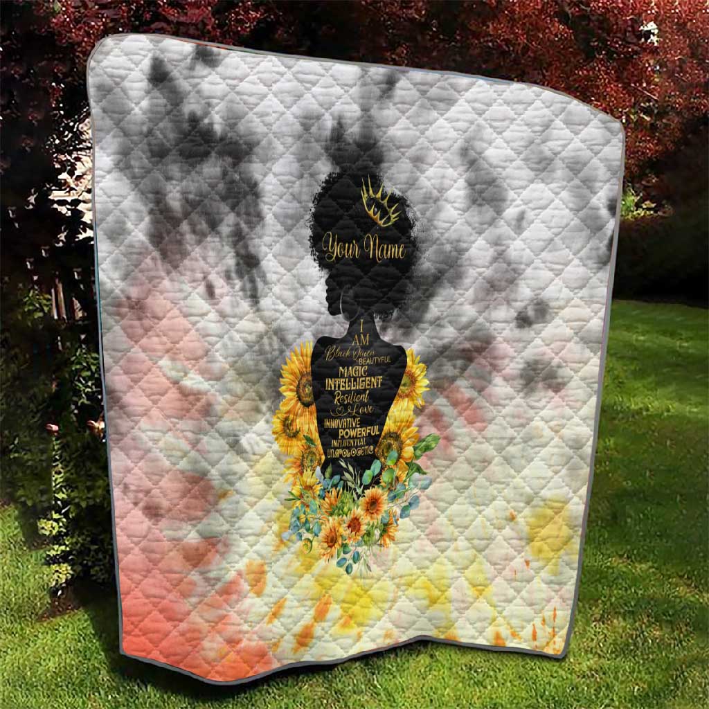 Vintage Flowers - I Am Black Queen Quilt DT02