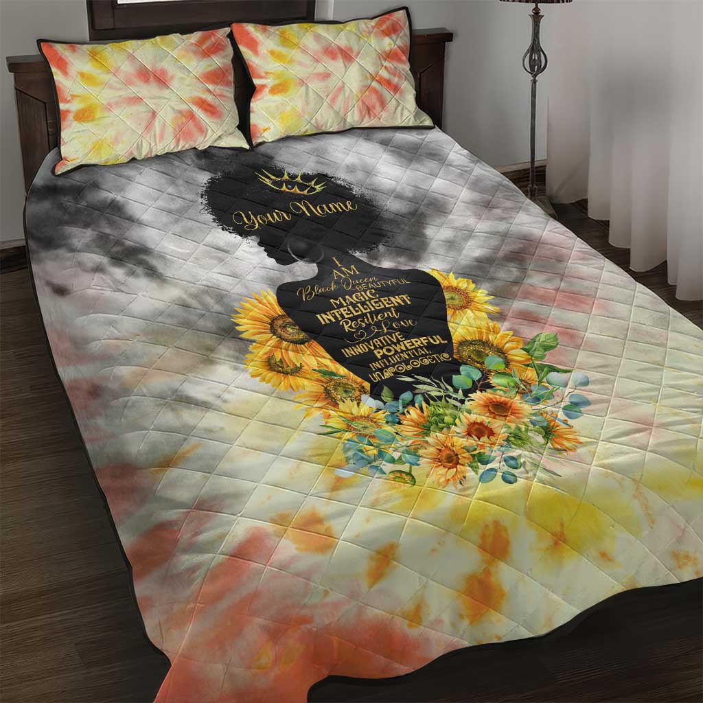Vintage Flowers - I Am Black Queen Quilt Bed Set DT02