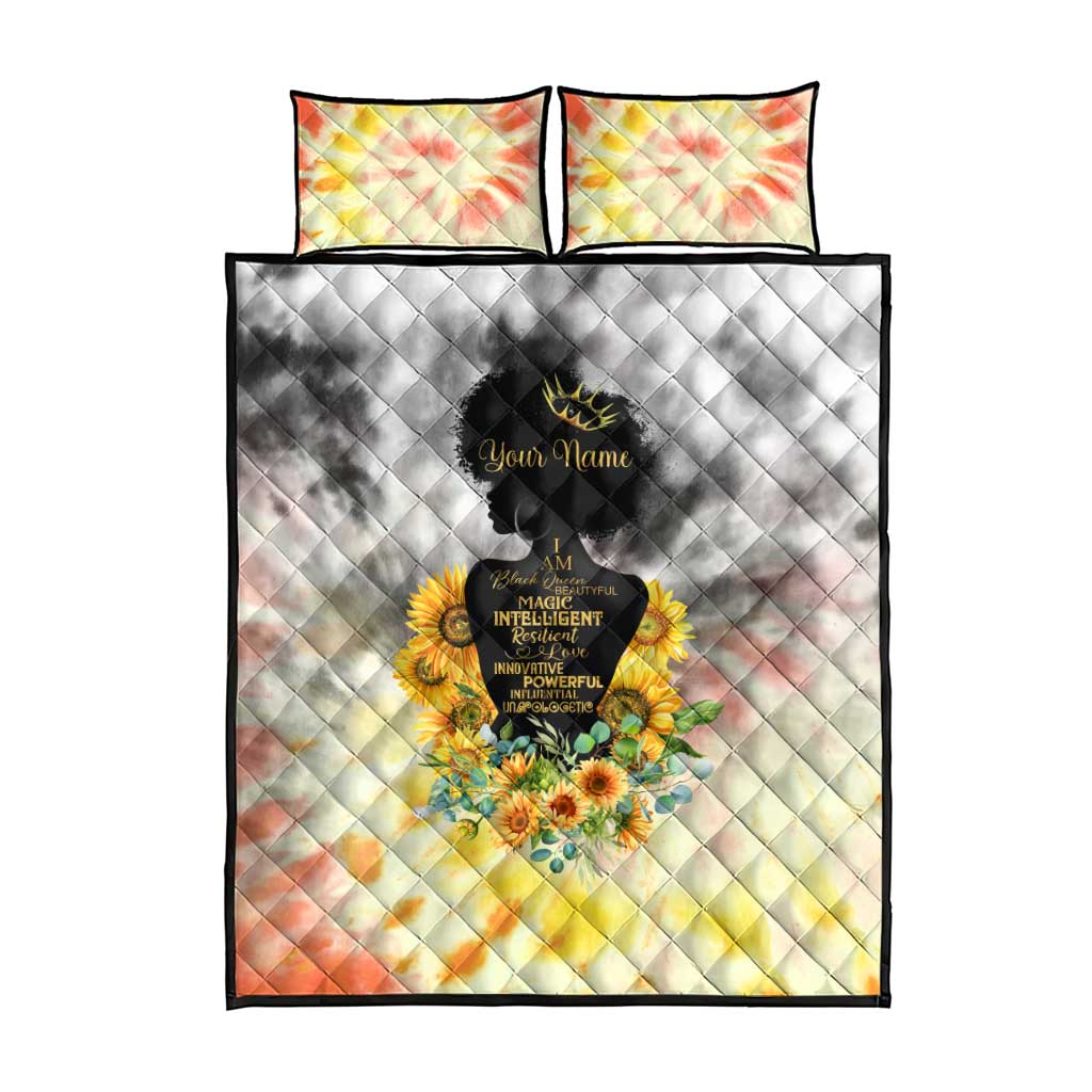 Vintage Flowers - I Am Black Queen Quilt Bed Set DT02