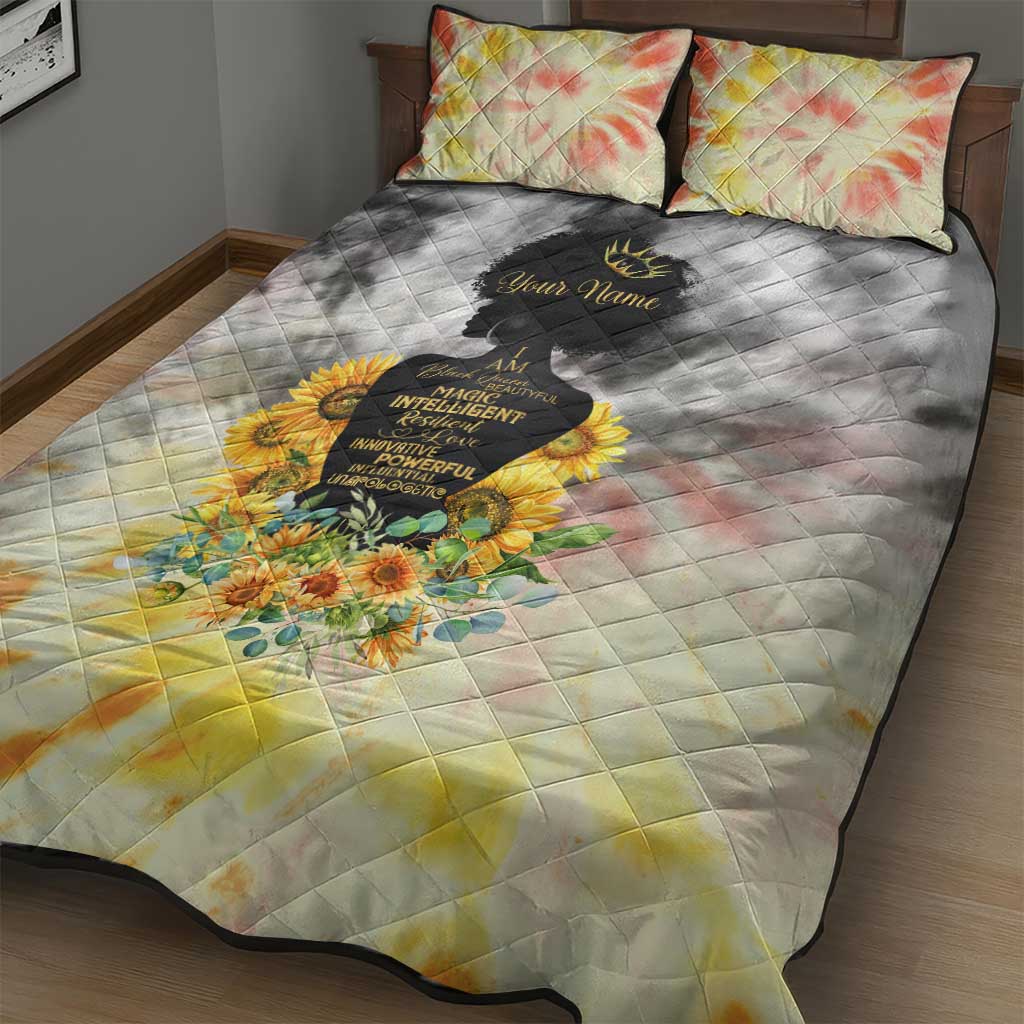 Vintage Flowers - I Am Black Queen Quilt Bed Set DT02