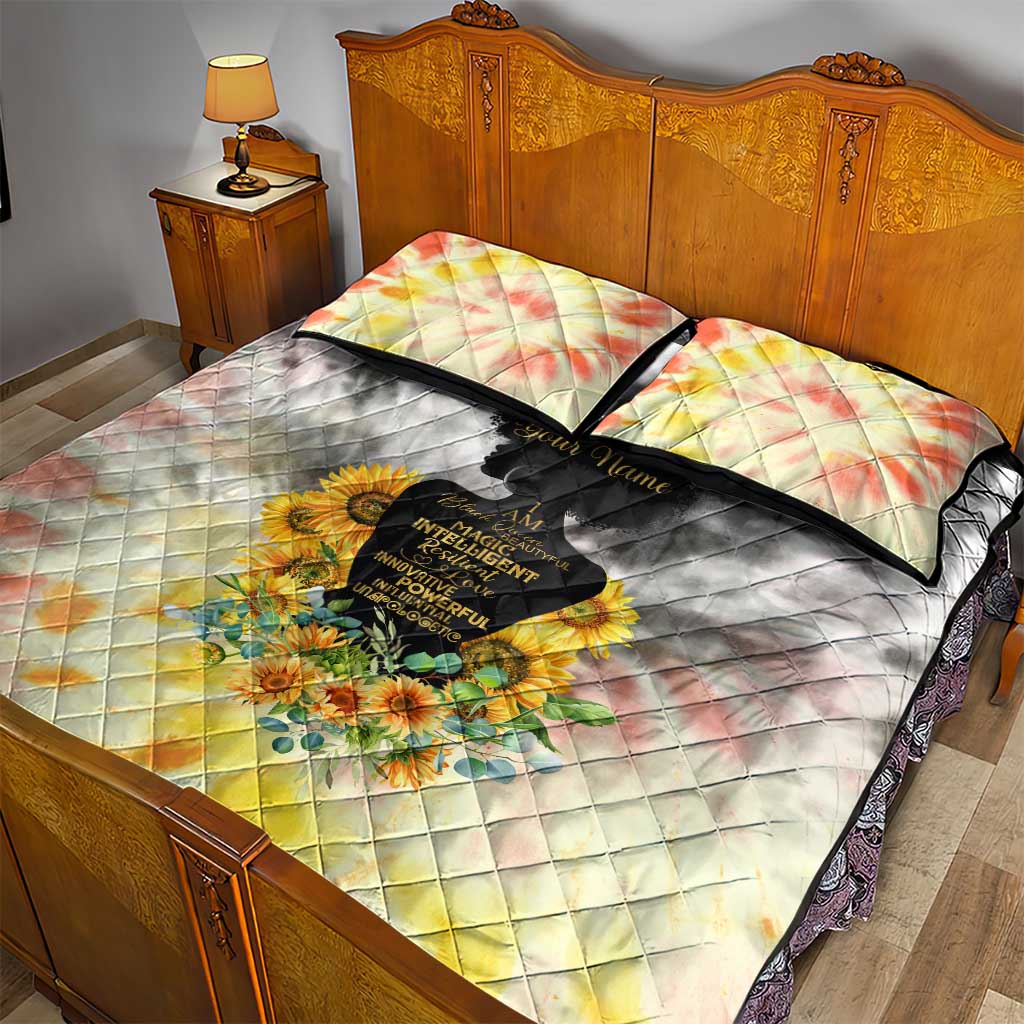 Vintage Flowers - I Am Black Queen Quilt Bed Set DT02