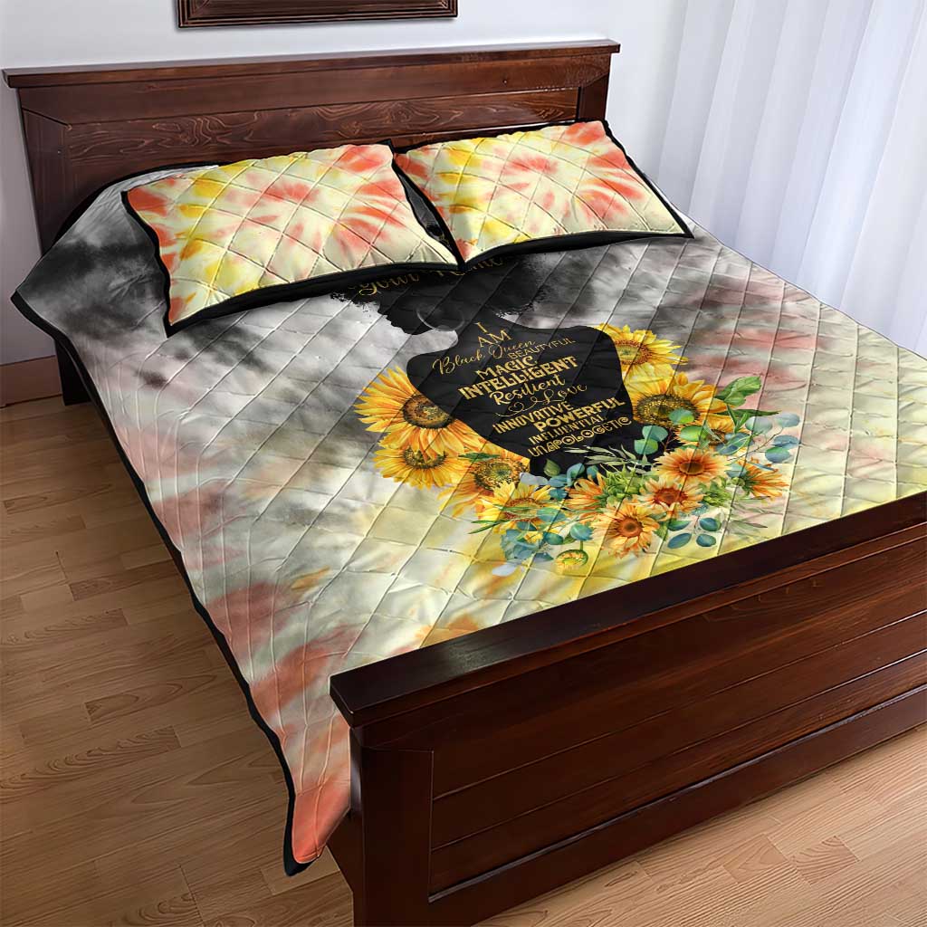 Vintage Flowers - I Am Black Queen Quilt Bed Set DT02