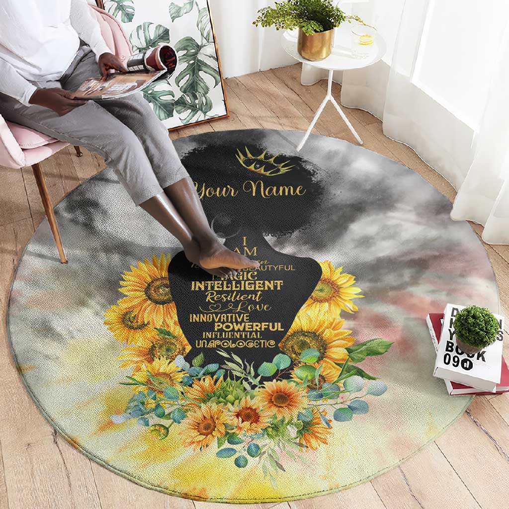 Vintage Flowers - I Am Black Queen Round Carpet DT02