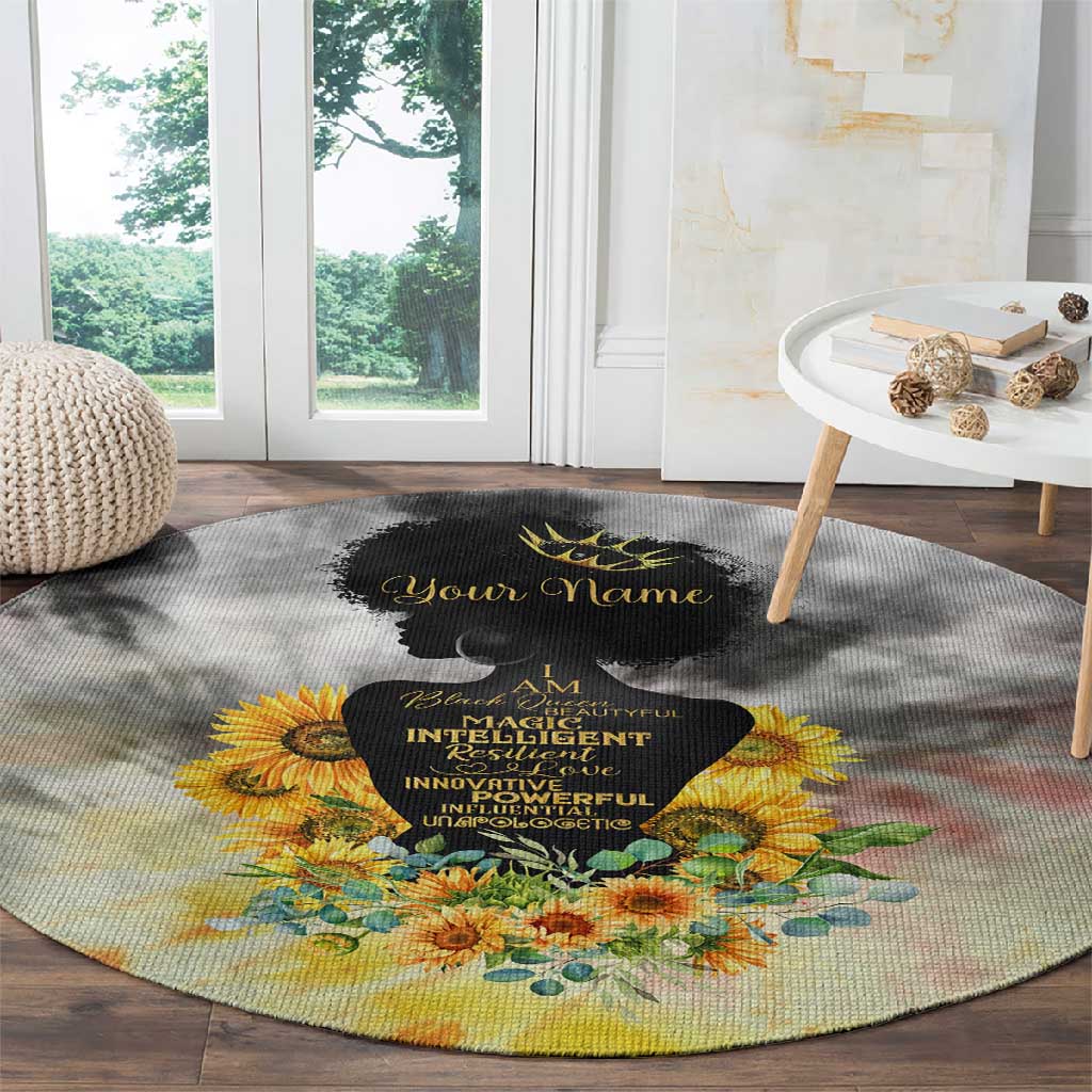 Vintage Flowers - I Am Black Queen Round Carpet DT02