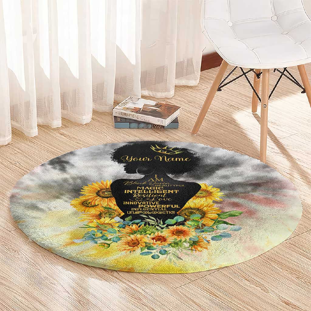 Vintage Flowers - I Am Black Queen Round Carpet DT02