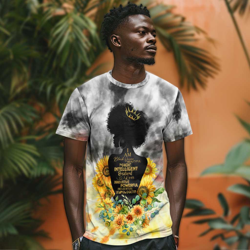 Vintage Flowers - I Am Black Queen T shirt DT02