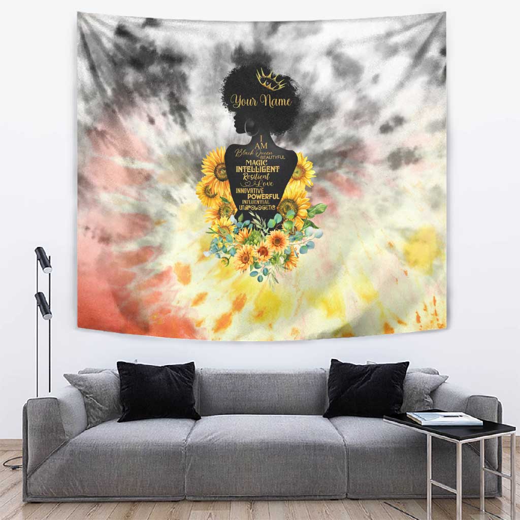 Vintage Flowers - I Am Black Queen Tapestry DT02