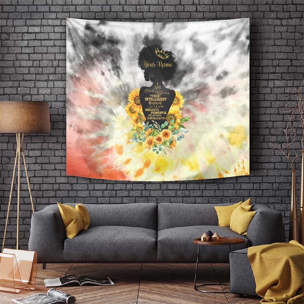 Vintage Flowers - I Am Black Queen Tapestry DT02