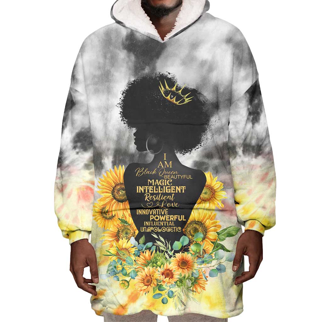Vintage Flowers - I Am Black Queen Wearable Blanket Hoodie DT02