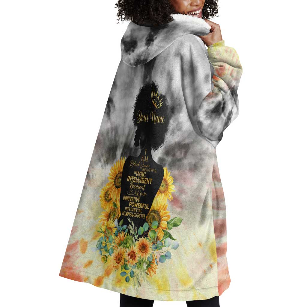 Vintage Flowers - I Am Black Queen Wearable Blanket Hoodie DT02