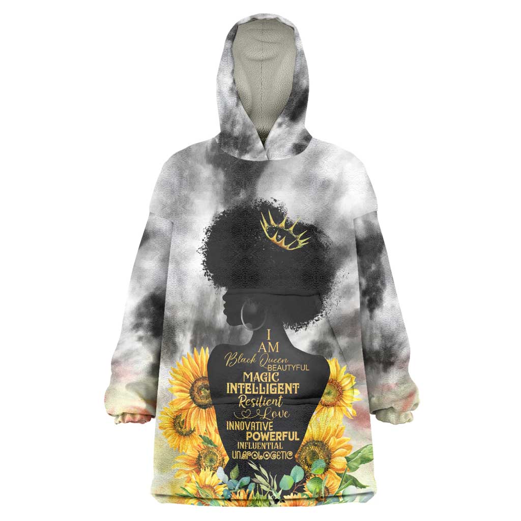 Vintage Flowers - I Am Black Queen Wearable Blanket Hoodie DT02