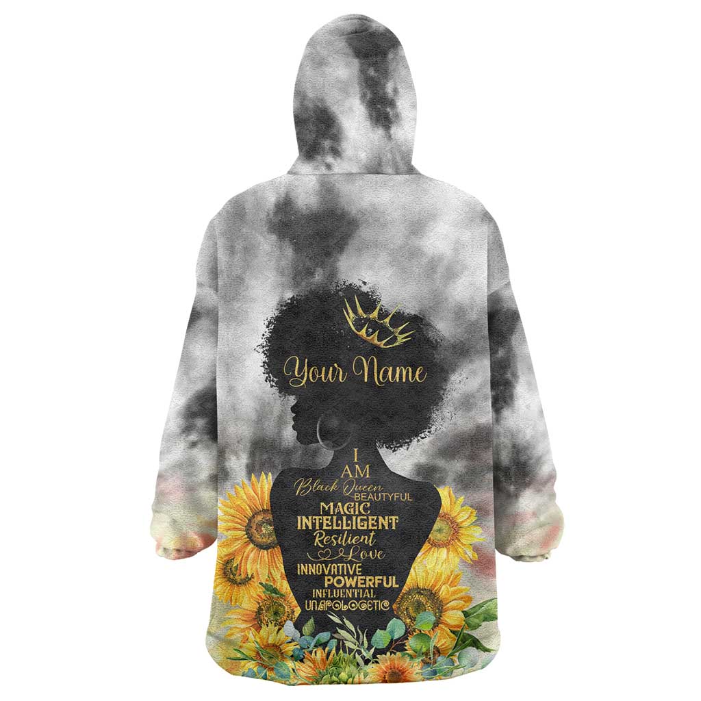 Vintage Flowers - I Am Black Queen Wearable Blanket Hoodie DT02