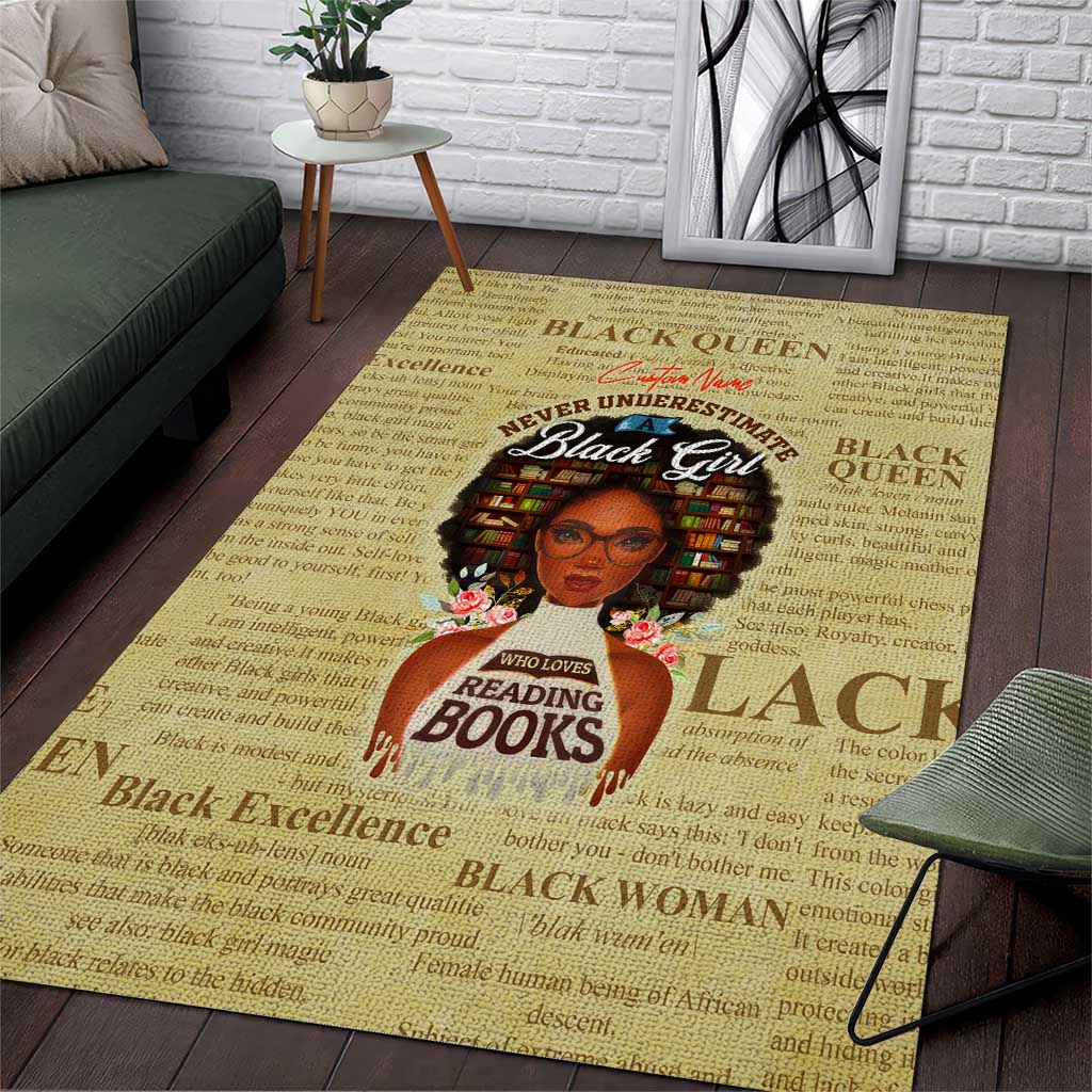 Personalized Black Girl African Area Rug Never Underestimate A Book Lover DT02
