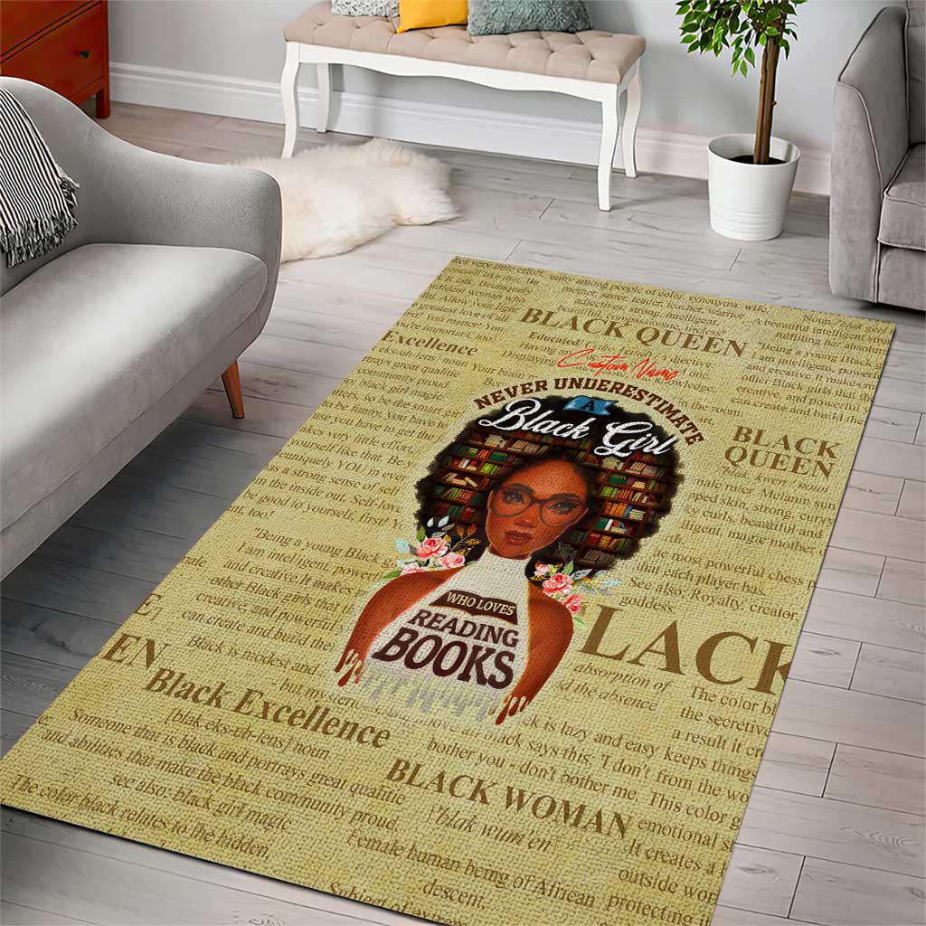 Personalized Black Girl African Area Rug Never Underestimate A Book Lover DT02