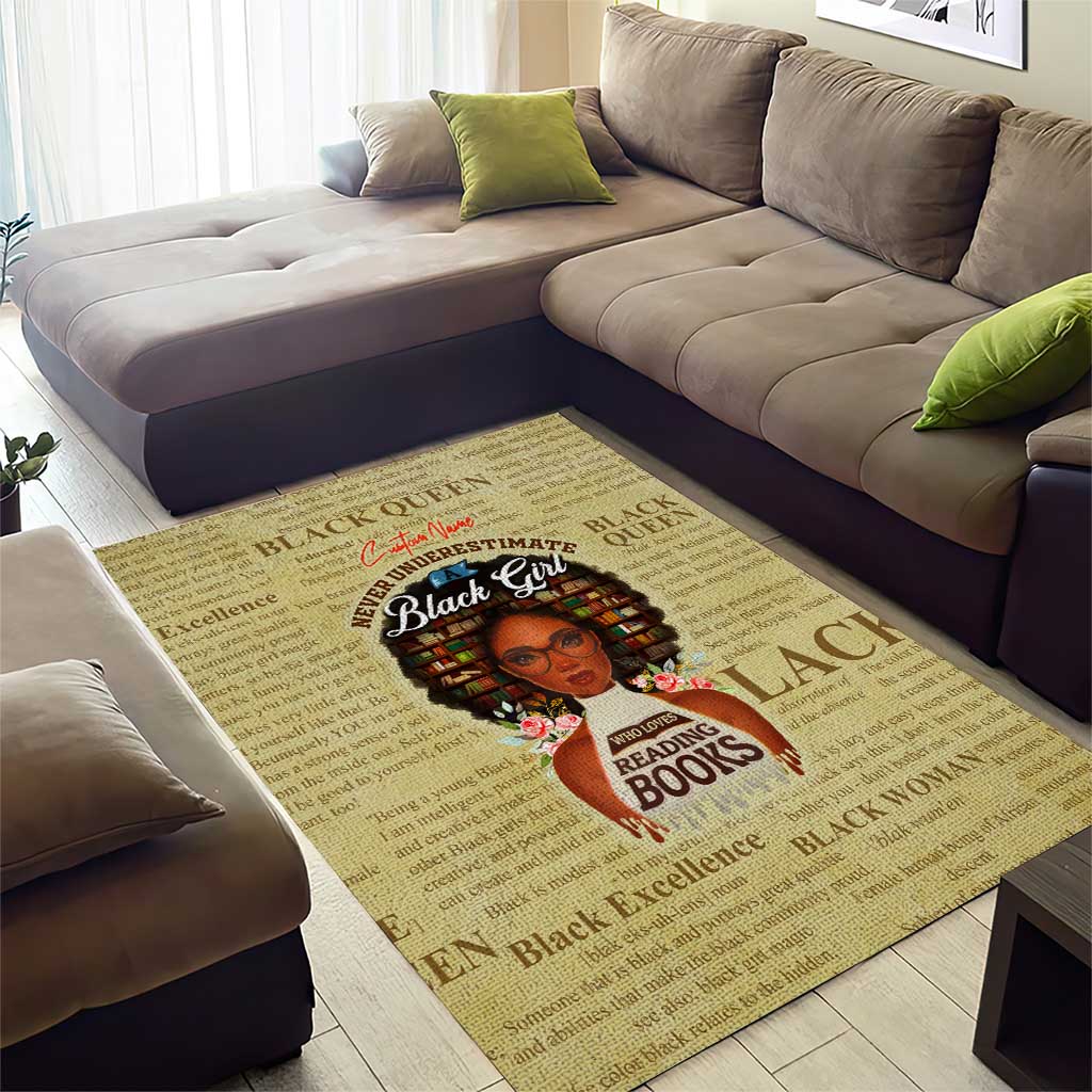 Personalized Black Girl African Area Rug Never Underestimate A Book Lover DT02