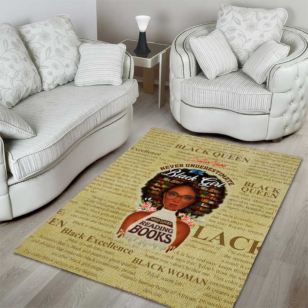 Personalized Black Girl African Area Rug Never Underestimate A Book Lover DT02