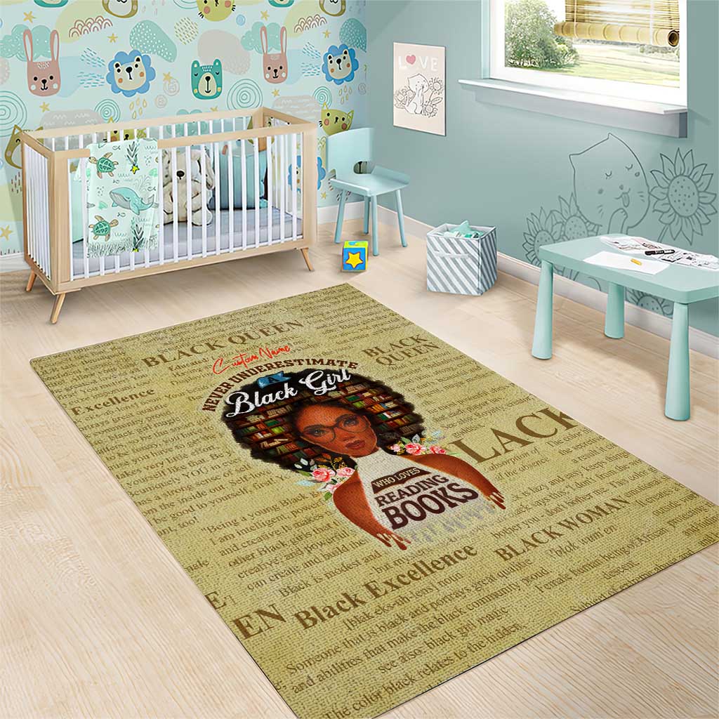 Personalized Black Girl African Area Rug Never Underestimate A Book Lover DT02