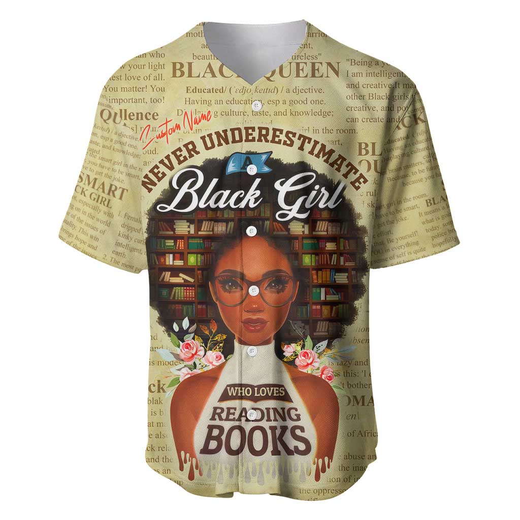 Personalized Black Girl African Baseball Jersey Never Underestimate A Book Lover DT02