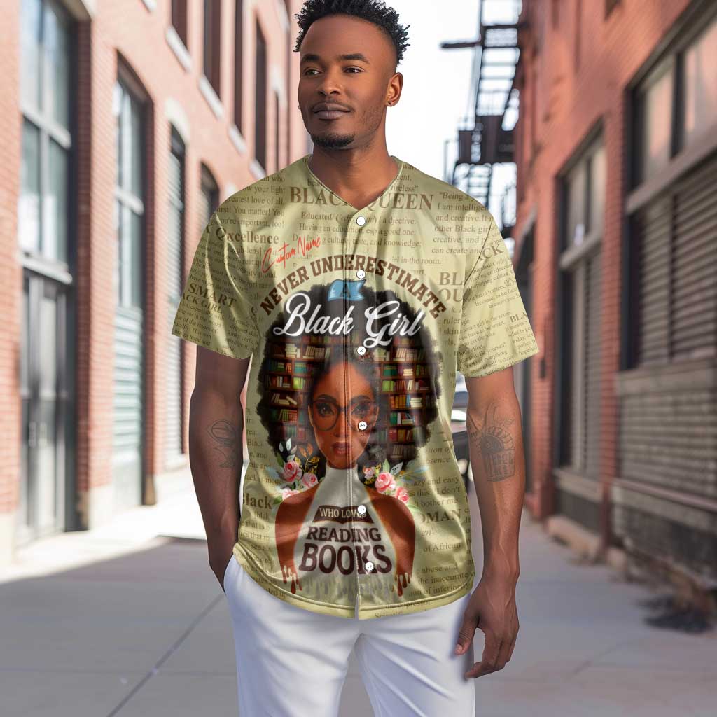 Personalized Black Girl African Baseball Jersey Never Underestimate A Book Lover DT02