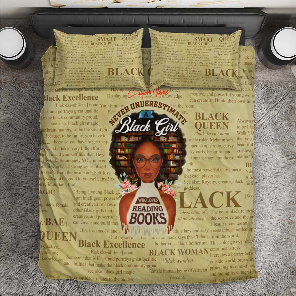 Personalized Black Girl African Bedding Set Never Underestimate A Book Lover DT02
