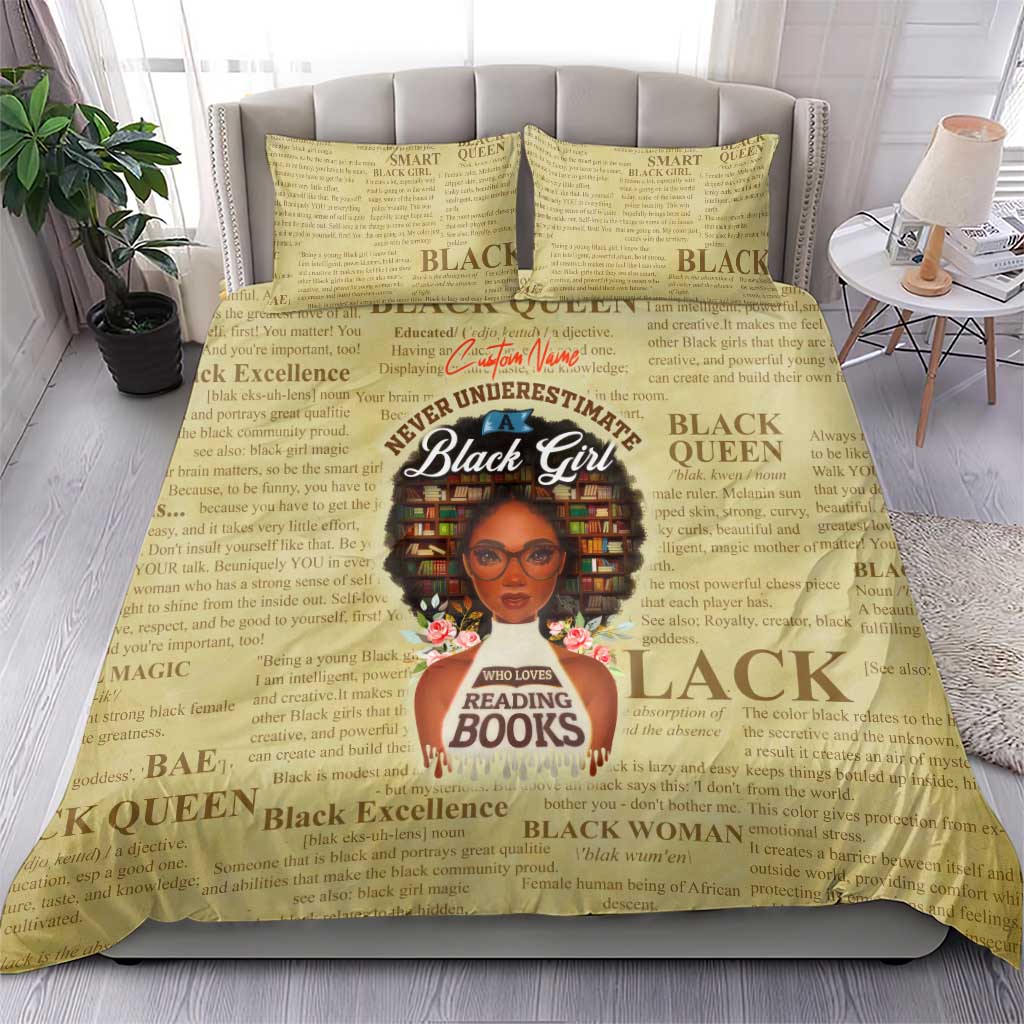 Personalized Black Girl African Bedding Set Never Underestimate A Book Lover DT02