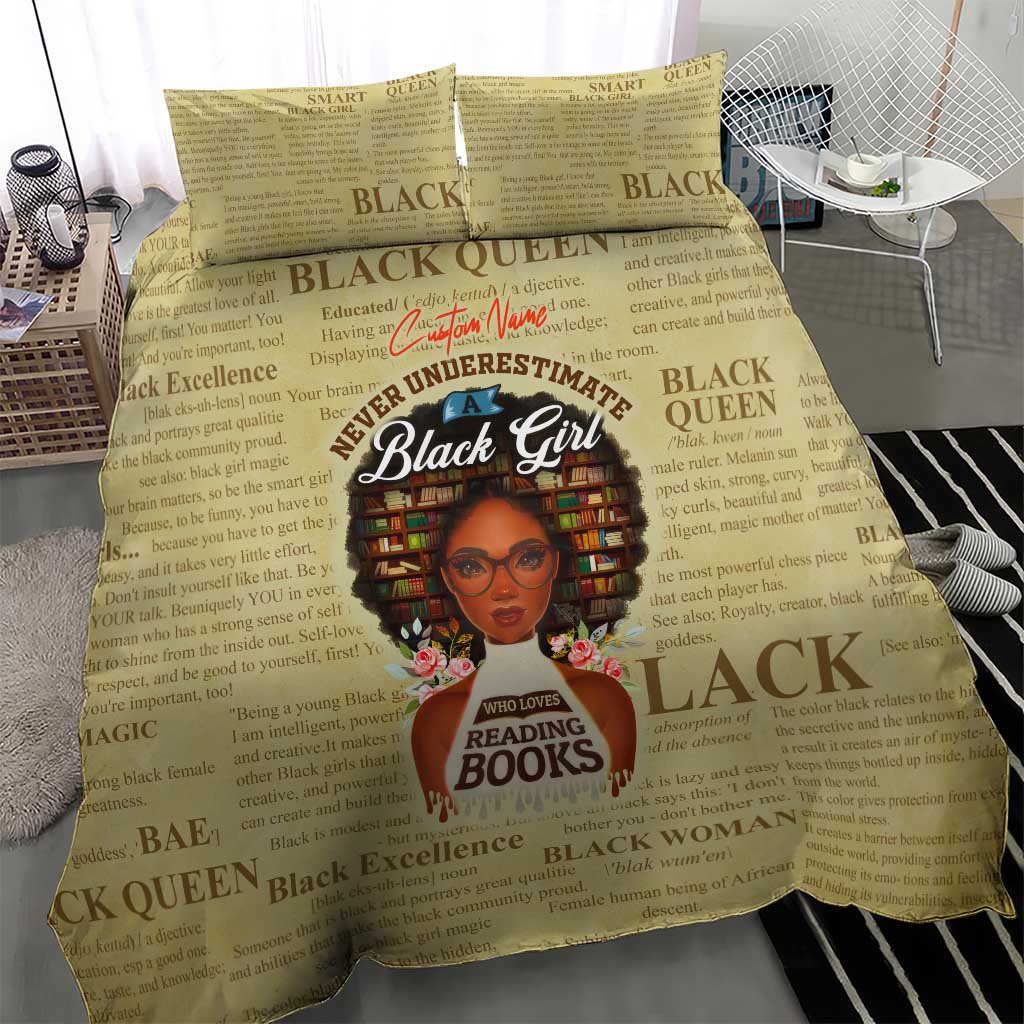 Personalized Black Girl African Bedding Set Never Underestimate A Book Lover DT02