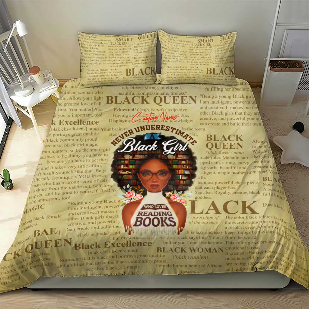 Personalized Black Girl African Bedding Set Never Underestimate A Book Lover DT02